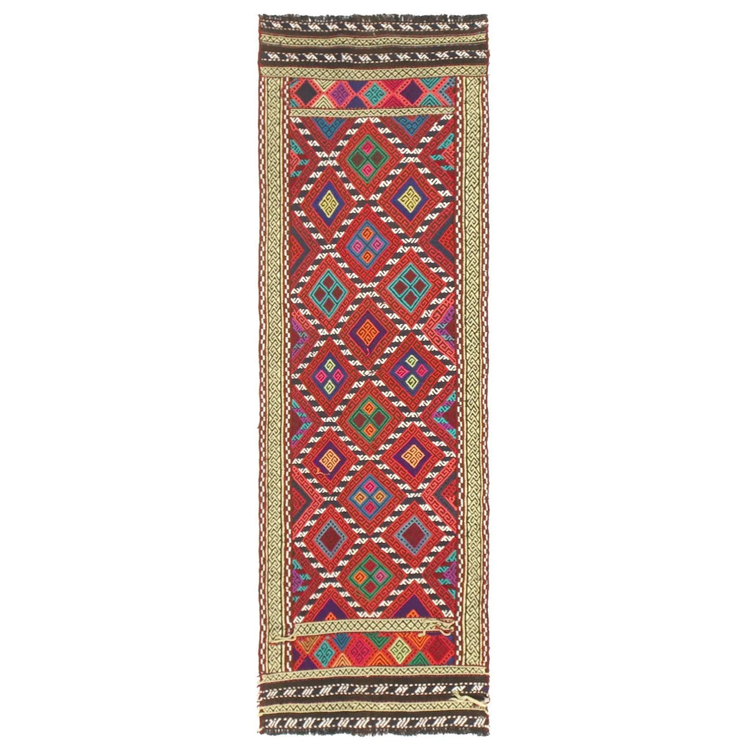 Afghan Suzuni Rug 2' 4" x 7' 9" Flat-Weave | No. AL31198