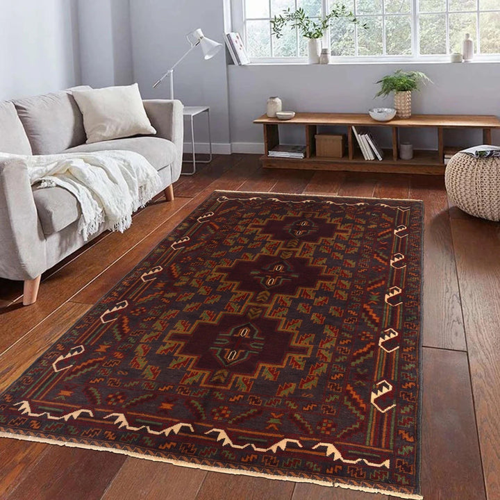 Afghan Baluchi Rug 3' 8" x 6' 3" Hand-Knotted | No. AL31251