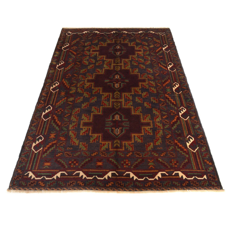 Afghan Baluchi Rug 3' 8" x 6' 3" Hand-Knotted | No. AL31251