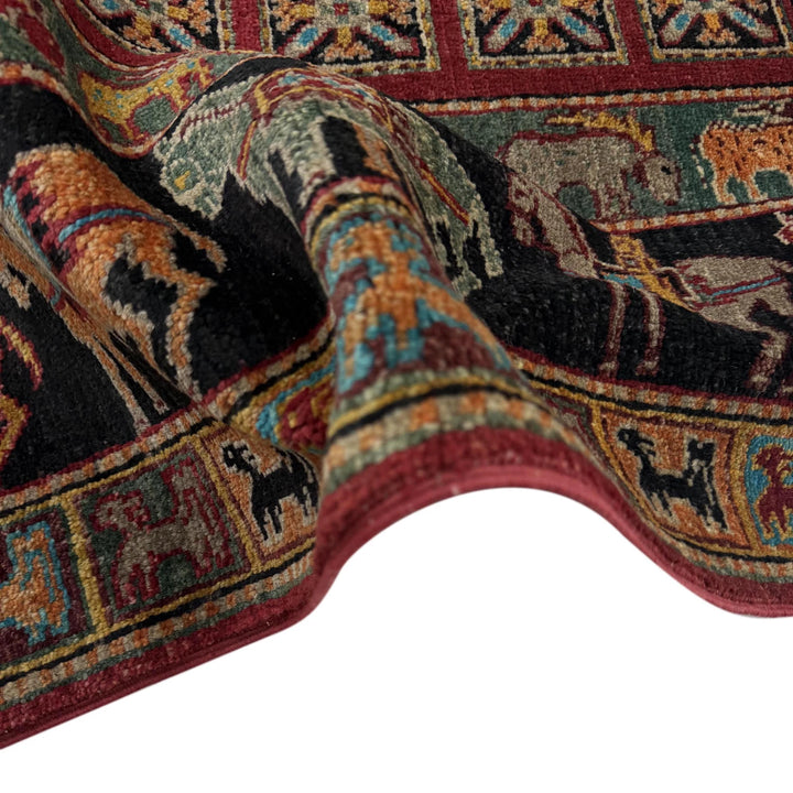 Afghan Shikargah Rug 3' 3" x 4' 10" Hand-Knotted | No. AL312549