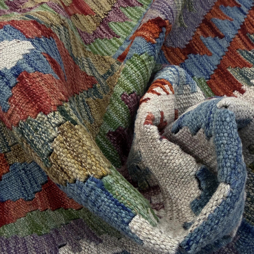 Afghan Vegetable Kilim Rug 5' 10" x 8' 1" Flat-Weave | No. AL312655