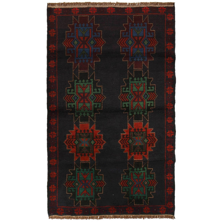 Dark Blue Afghan Baluchi Rug 4' 2" x 6' 6" Hand-Knotted | No. AL31266