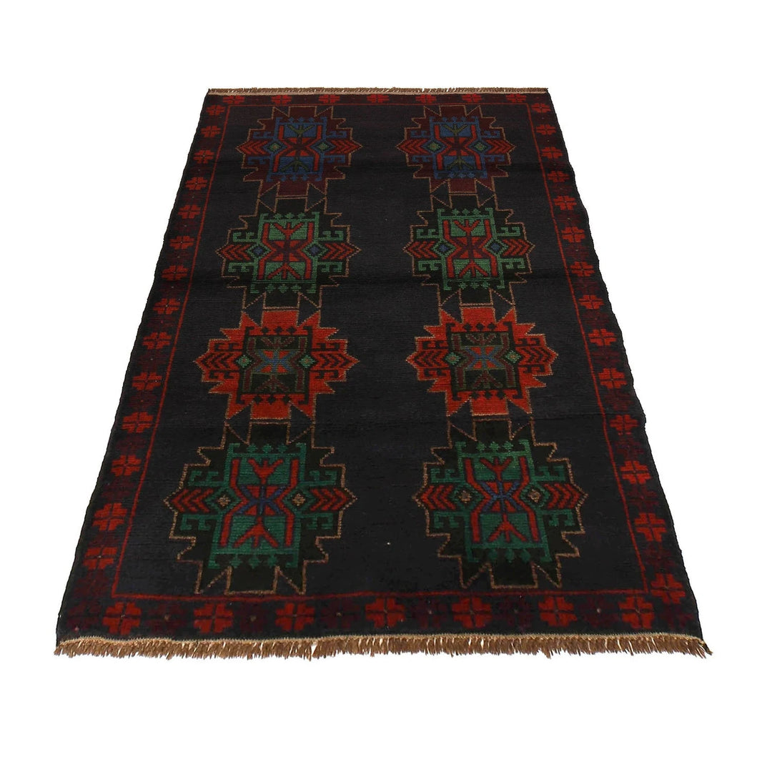 Dark Blue Afghan Baluchi Rug 4' 2" x 6' 6" Hand-Knotted | No. AL31266