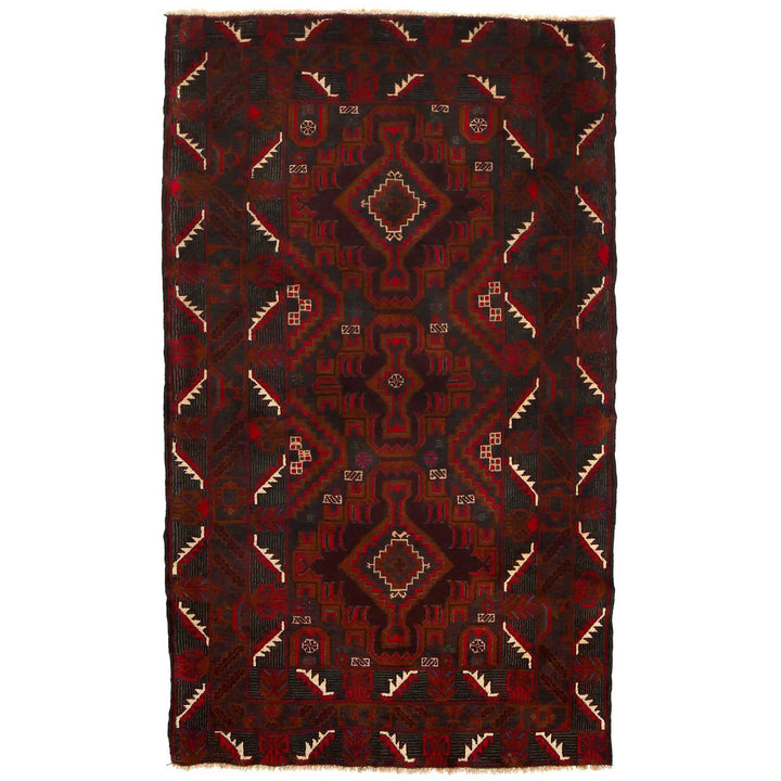 Afghan Baluchi Rug 3' 10" x 6' 5" Hand-Knotted | No. AL31273