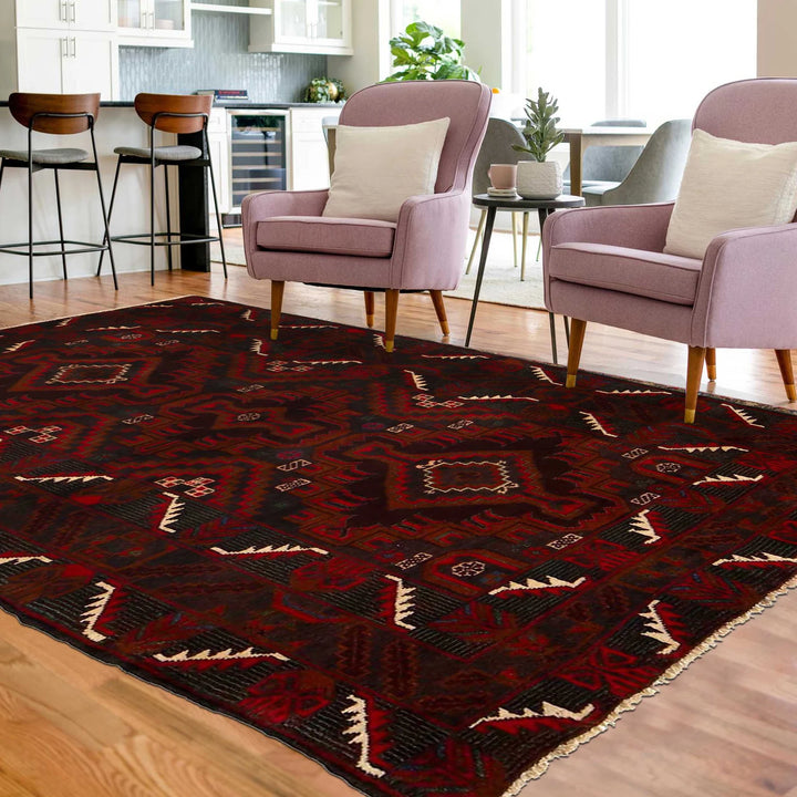 Afghan Baluchi Rug 3' 10" x 6' 5" Hand-Knotted | No. AL31273