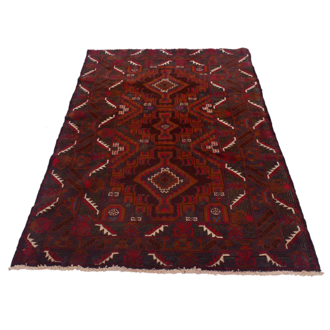 Afghan Baluchi Rug 3' 10" x 6' 5" Hand-Knotted | No. AL31273