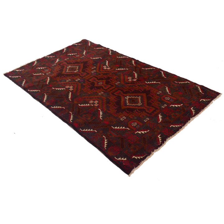 Afghan Baluchi Rug 3' 10" x 6' 5" Hand-Knotted | No. AL31273