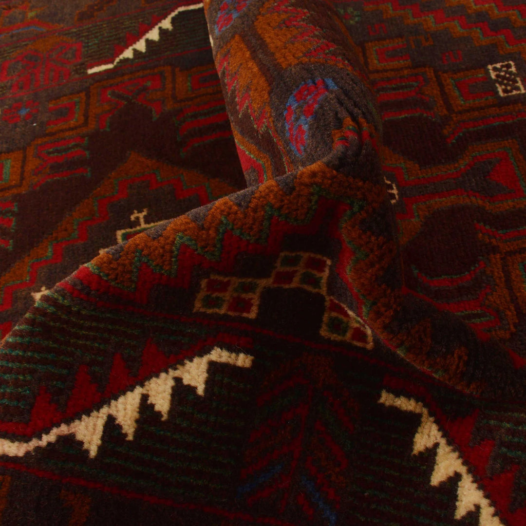 Afghan Baluchi Rug 3' 10" x 6' 5" Hand-Knotted | No. AL31273