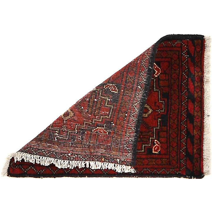Red Afghan Oriental Doormat 1' 3" x 1' 8" Hand-Knotted | No. AL31277