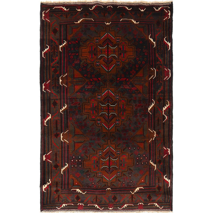 Afghan Baluchi Rug 4' 2" x 6' 5" Hand-Knotted | No. AL31308