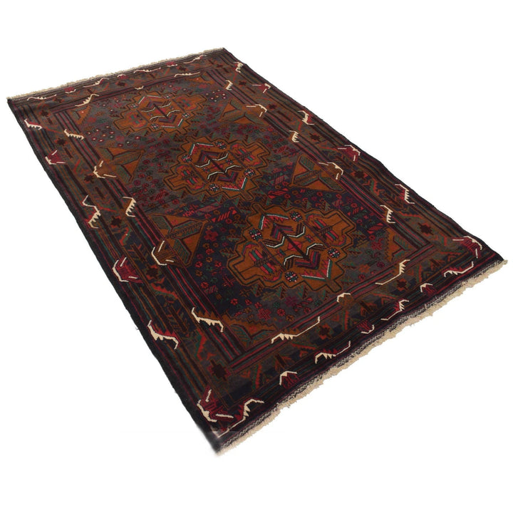 Afghan Baluchi Rug 4' 2" x 6' 5" Hand-Knotted | No. AL31308
