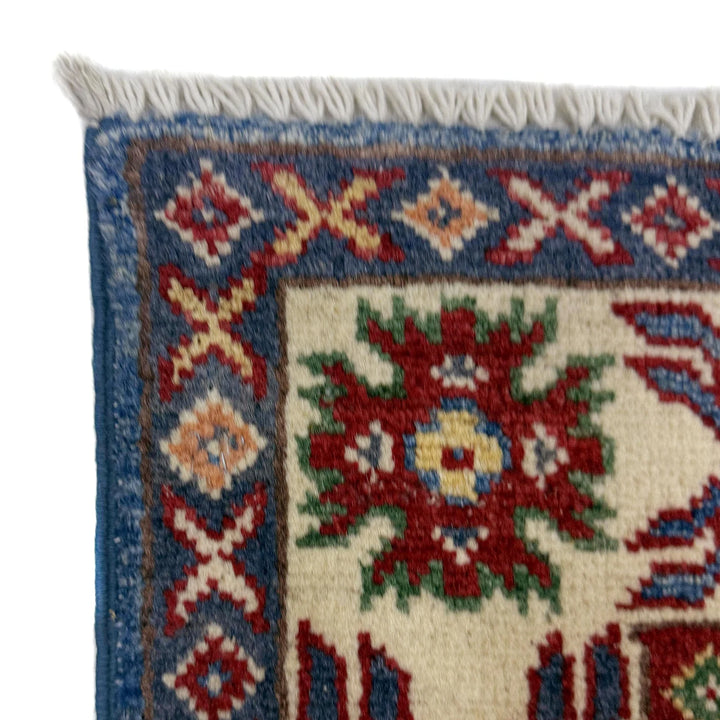 Blue Afghan Kazak Rug 2' 8" x 4' 0" Hand-Knotted | No. AL31326