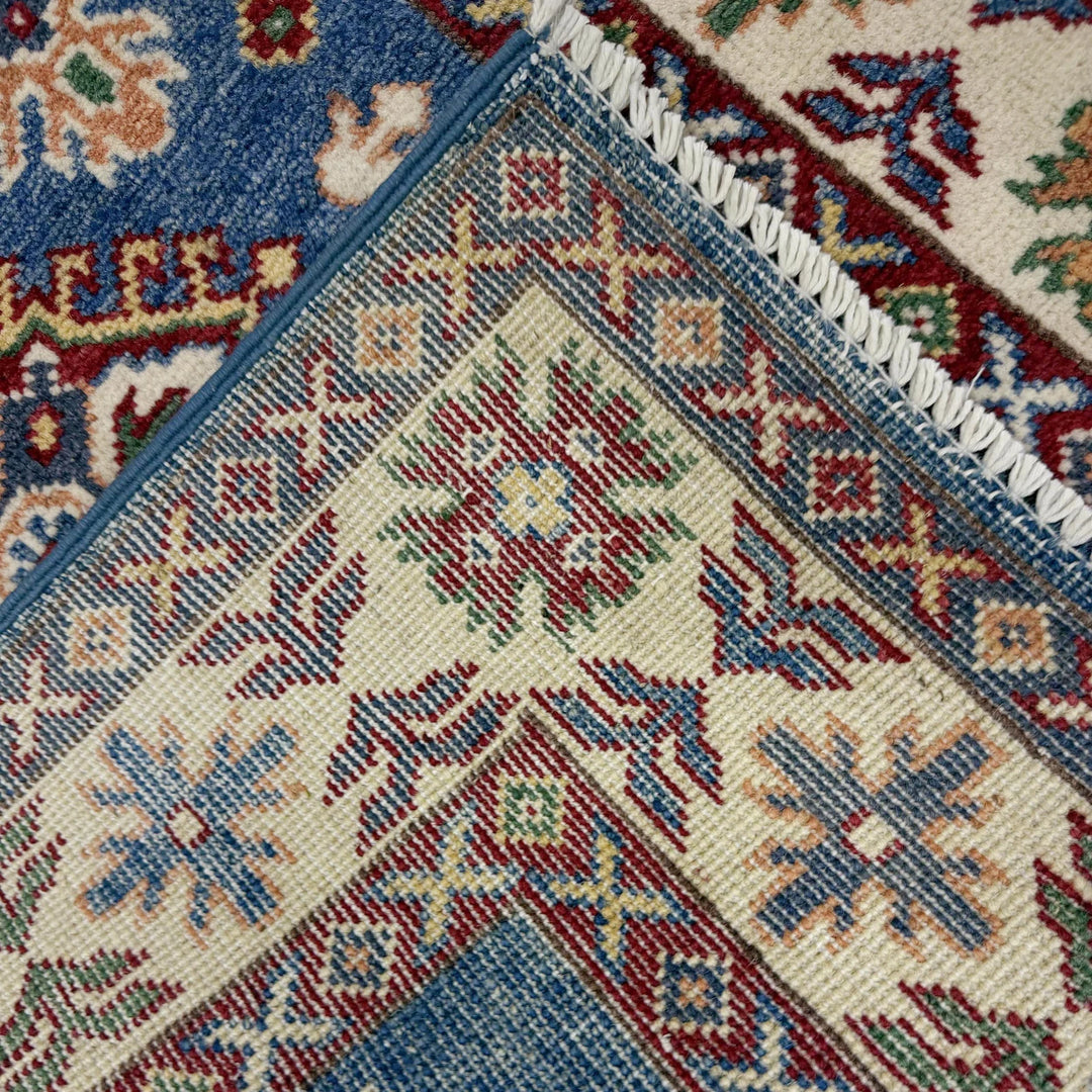 Blue Afghan Kazak Rug 2' 8" x 4' 0" Hand-Knotted | No. AL31326