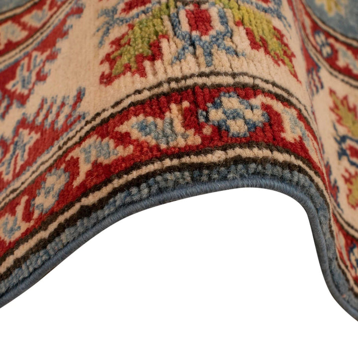 Blue Afghan Kazak Rug 3' 11" x 5' 7" Hand-Knotted | No. AL31353