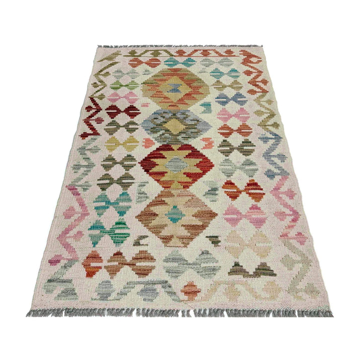 Afghan Vegetable Kilim Rug 2' 4" x 4' 0" Flat-Weave | No. AL313585