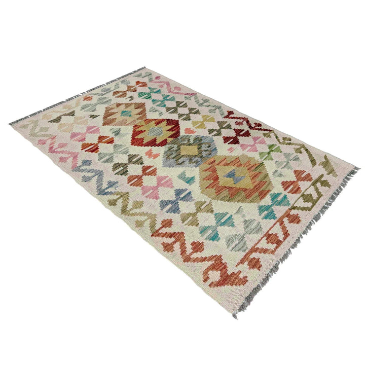Afghan Vegetable Kilim Rug 2' 4" x 4' 0" Flat-Weave | No. AL313585
