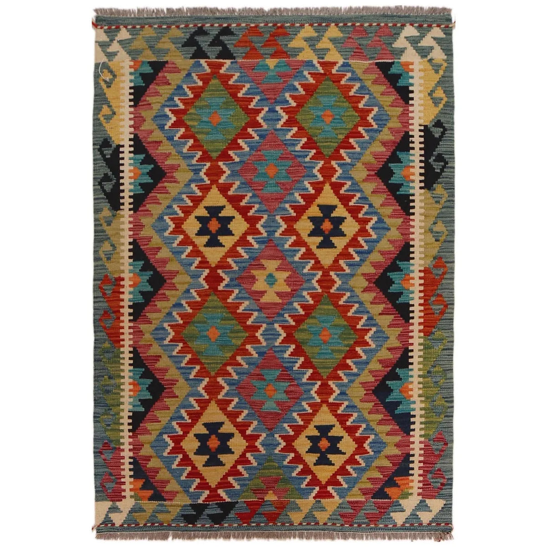 Afghan Kilim Rug 3'3" x 4'8" Flat-Weave | No. AL31420
