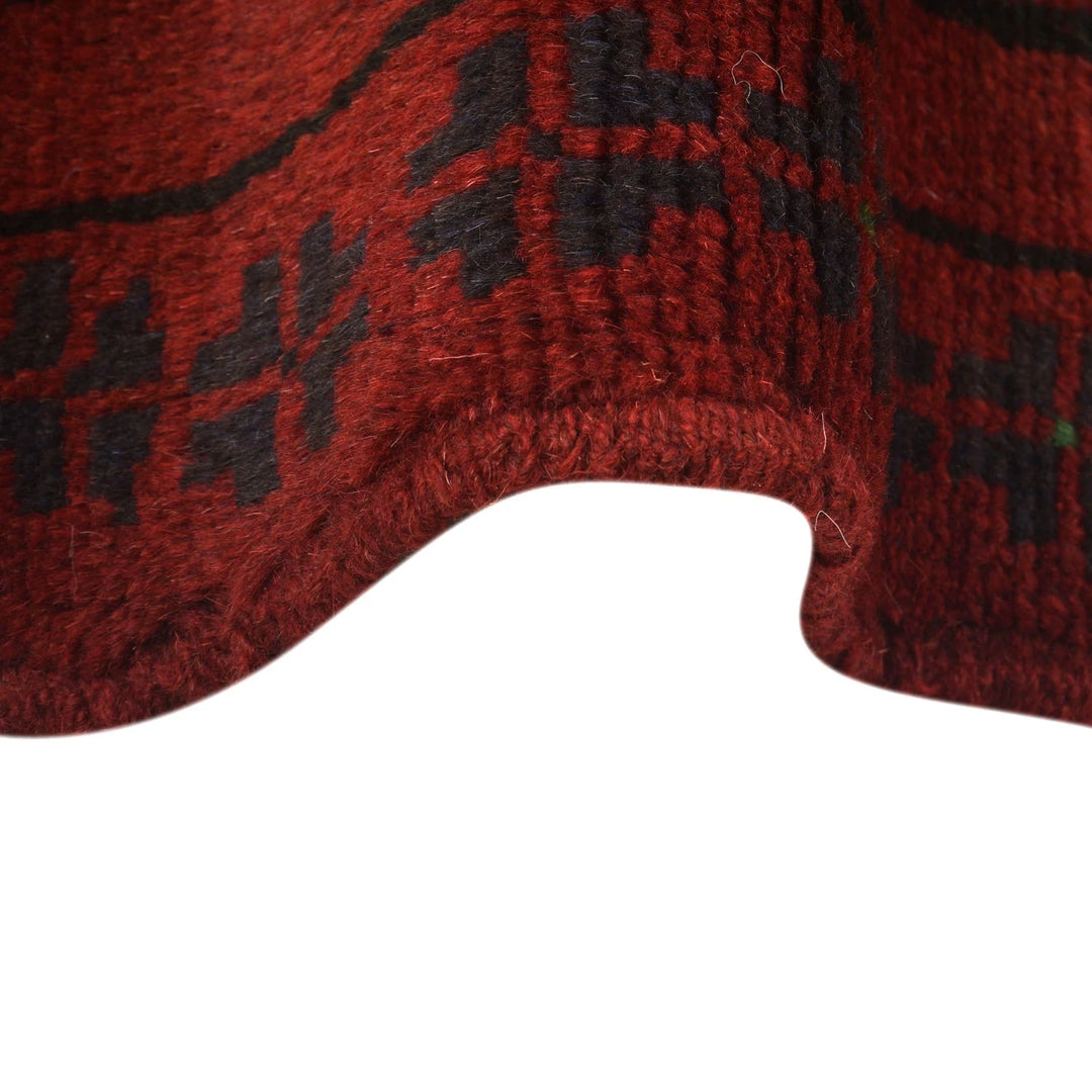 Red Afghan Baluchi Rug 3' 10" x 6' 4" Hand-Knotted | No. AL31458