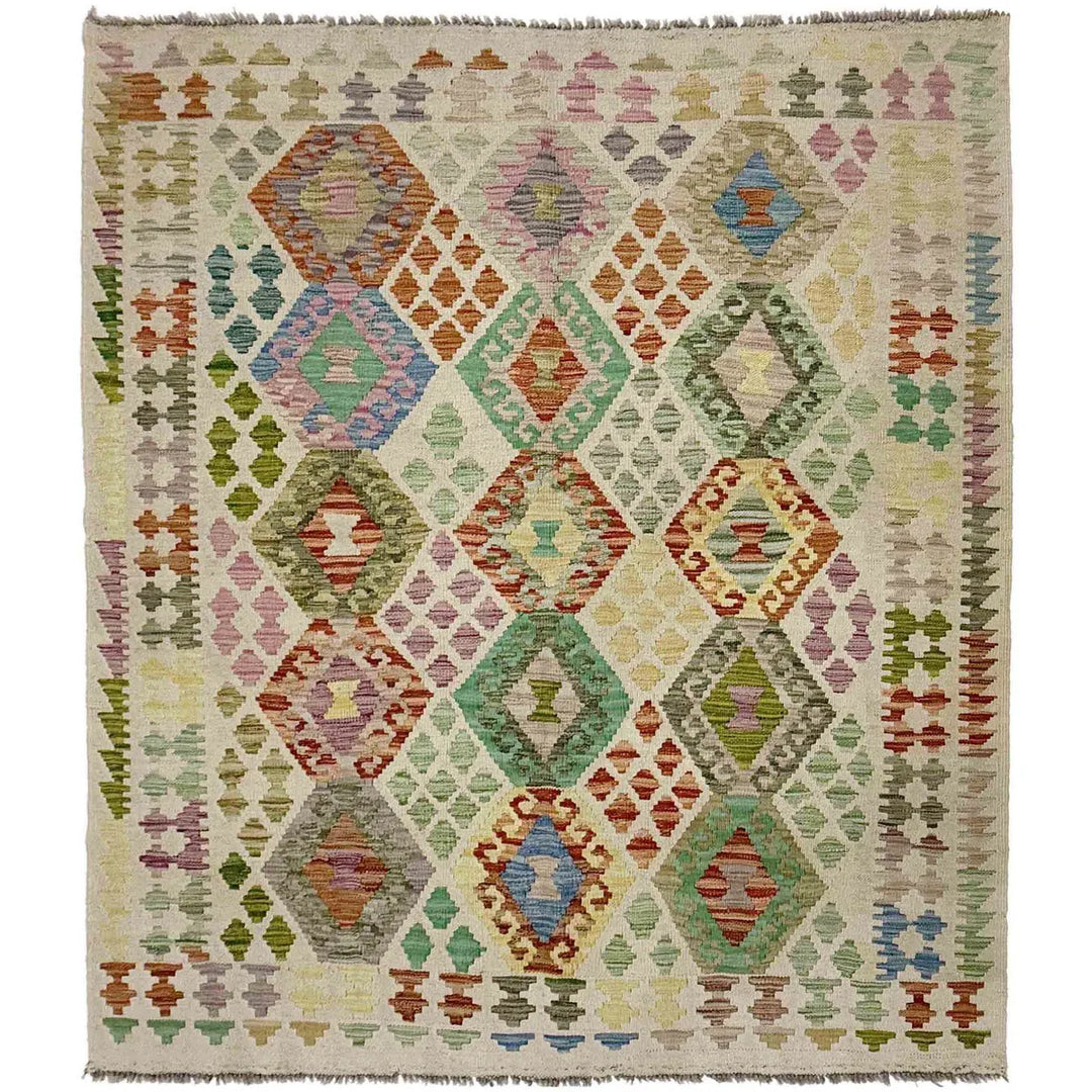 Afghan Kilim Rug 4' 11" x 6' 0" Flat-Weave | No. AL31488
