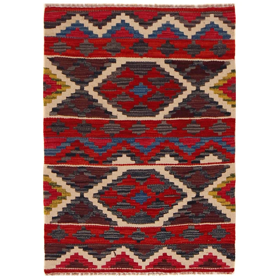 Afghan Vegetable Kilim Rug 2' 1" x 2' 11" Flat-Weave | No. AL31576