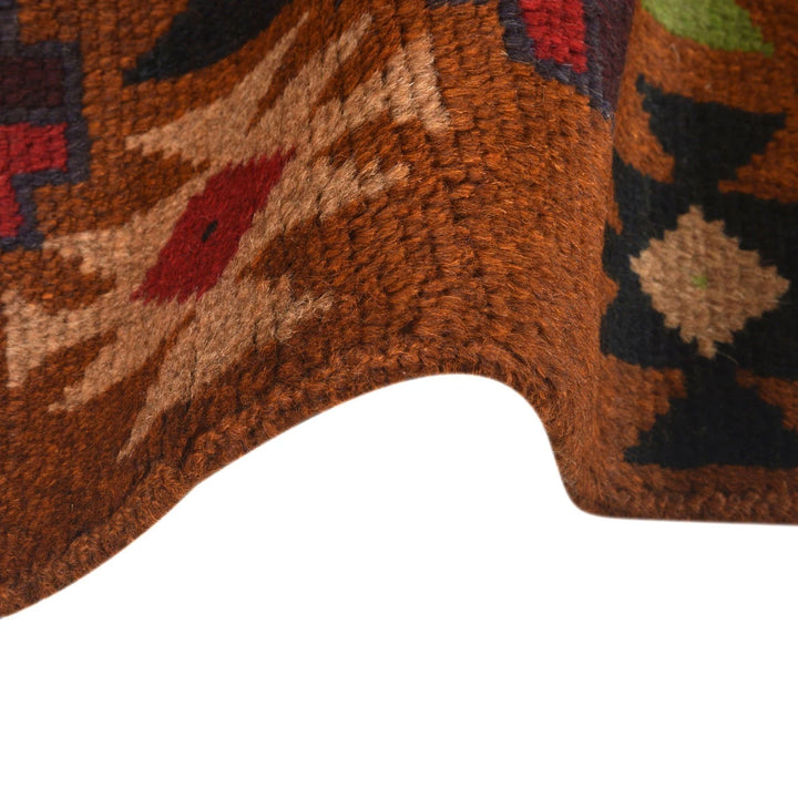 Tan Afghan Kohistani Geometric Rug 6' 0" x 7' 12" Hand-Knotted | No. AL31609