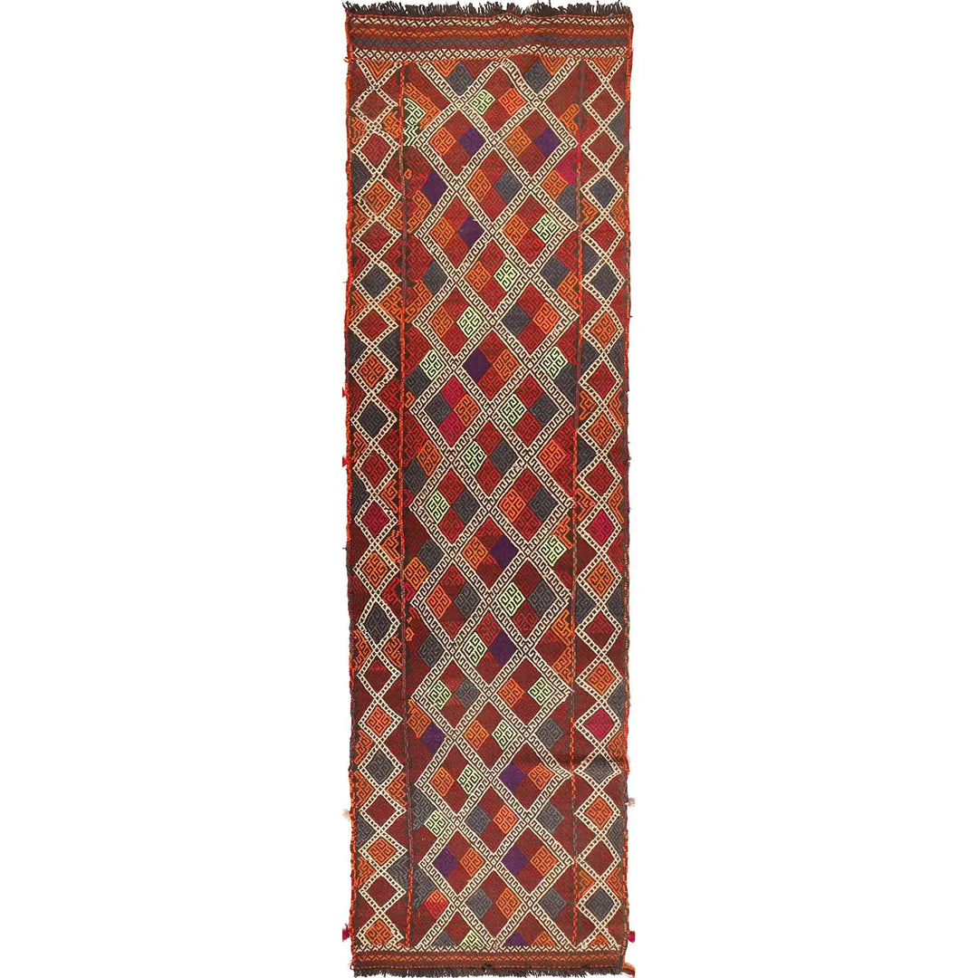 Afghan Suzani Kilim Runner 2' 6" x 9' 4" Flat-Weave | No. AL31623
