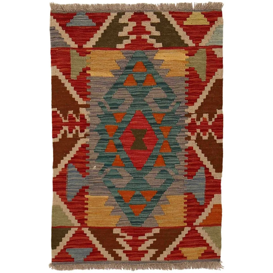 Afghan Kilim Rug 2' 0" x 2' 11" Flat-Weave | No. AL31648