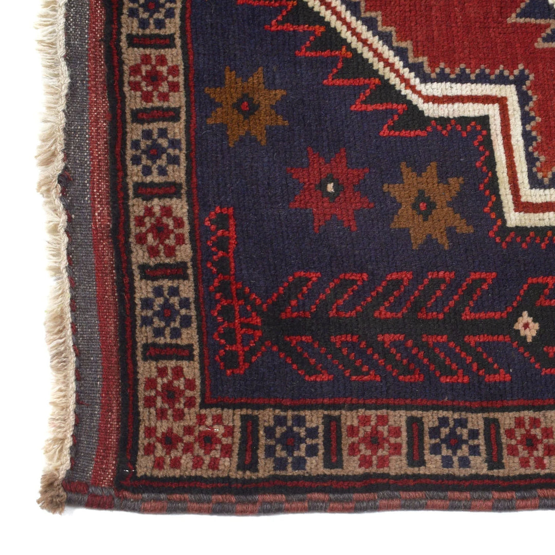 Afghan Baluchi Rug 3' 3" x 4' 10" Hand-Knotted | No. AL31681