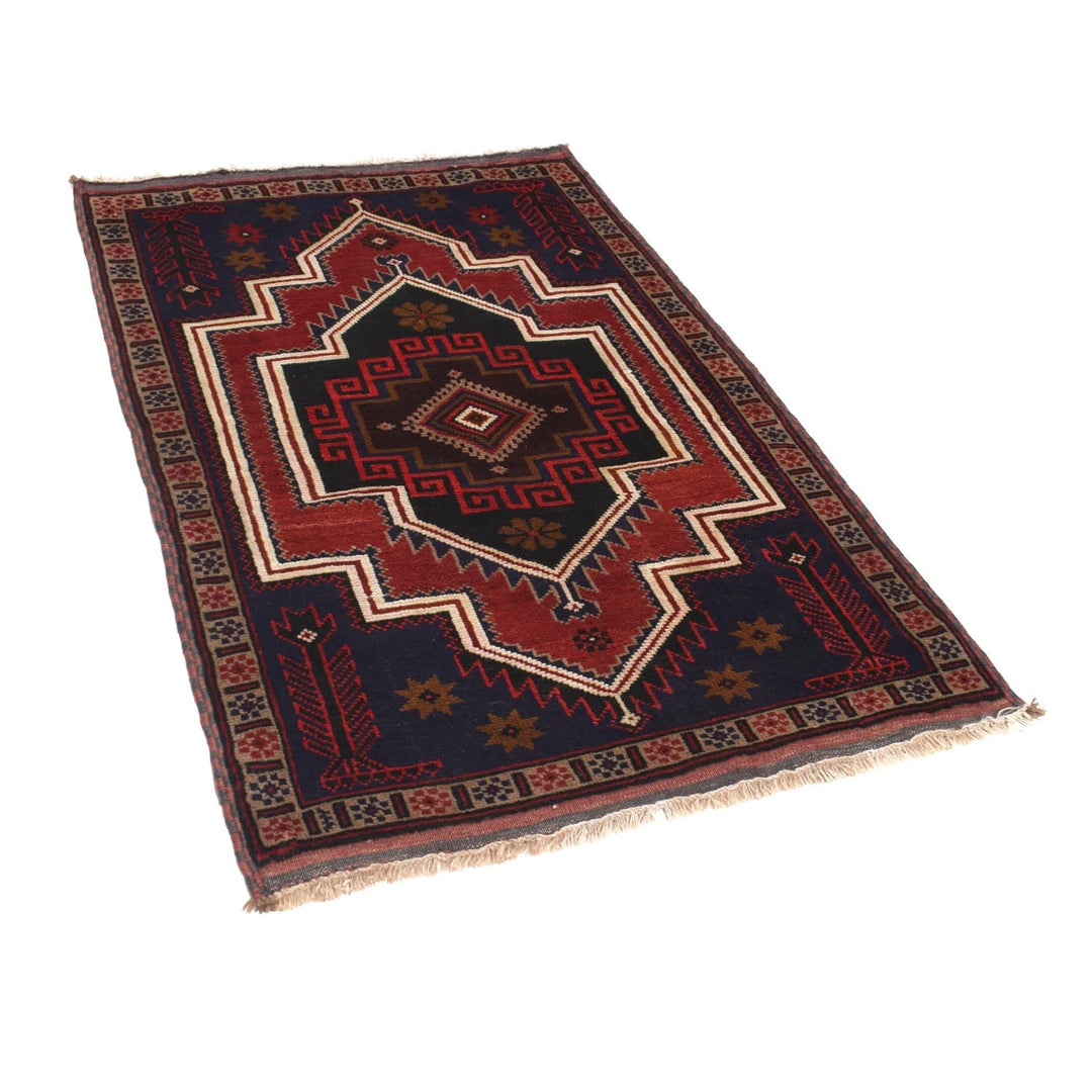 Afghan Baluchi Rug 3' 3" x 4' 10" Hand-Knotted | No. AL31681