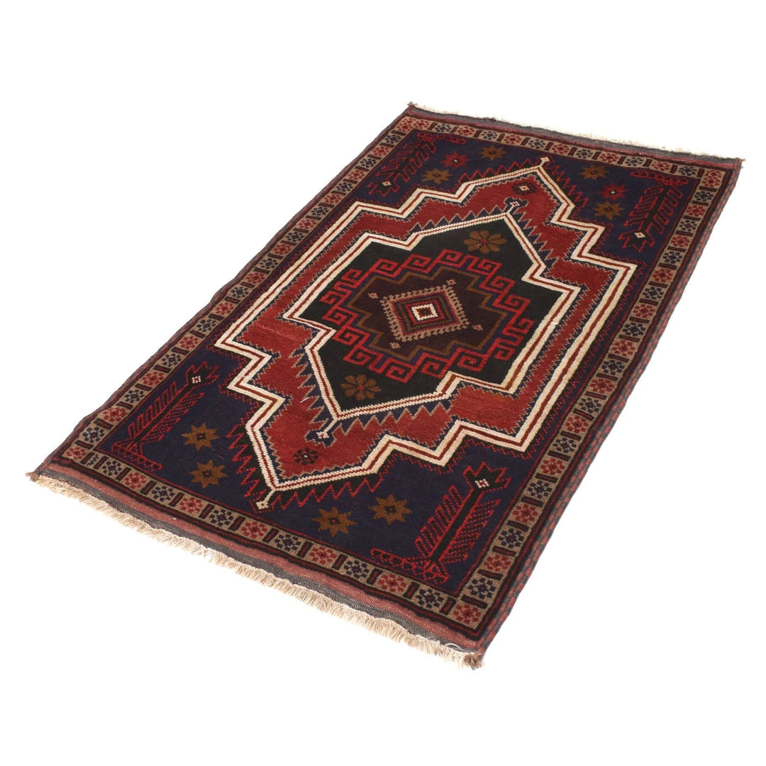 Afghan Baluchi Rug 3' 3" x 4' 10" Hand-Knotted | No. AL31681
