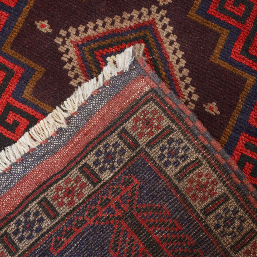 Afghan Baluchi Rug 3' 3" x 4' 10" Hand-Knotted | No. AL31681
