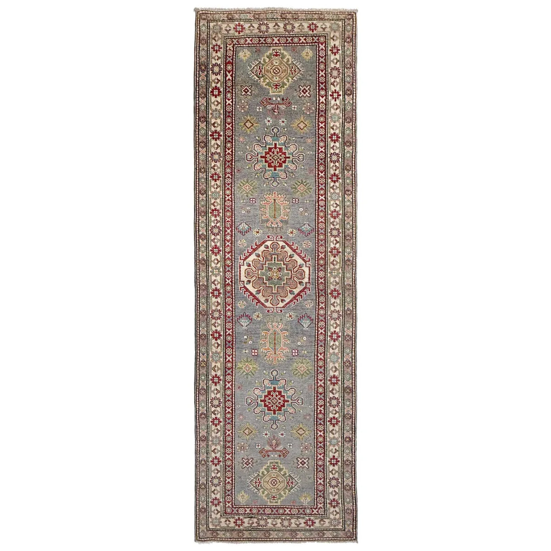 Gray Afghan Kazak Rug 2' 7" x 9' 7" Hand-Knotted | No. AL31698