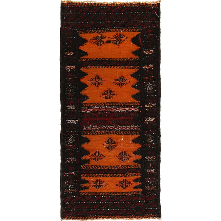 Orange Afghan Runner Rug 2' 0" x 4' 6" Flat-Weave | No. AL31704