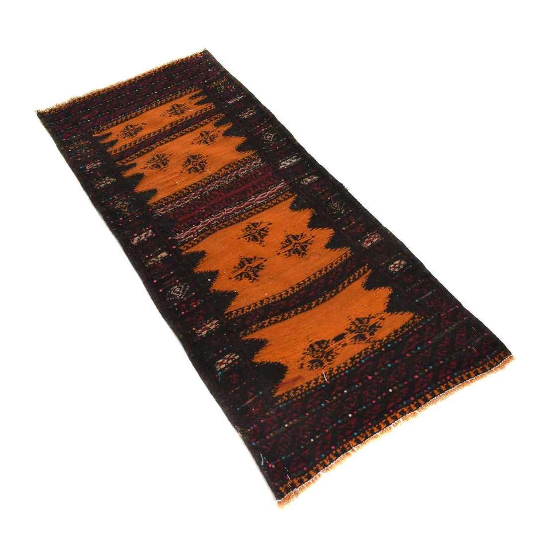 Orange Afghan Runner Rug 2' 0" x 4' 6" Flat-Weave | No. AL31704