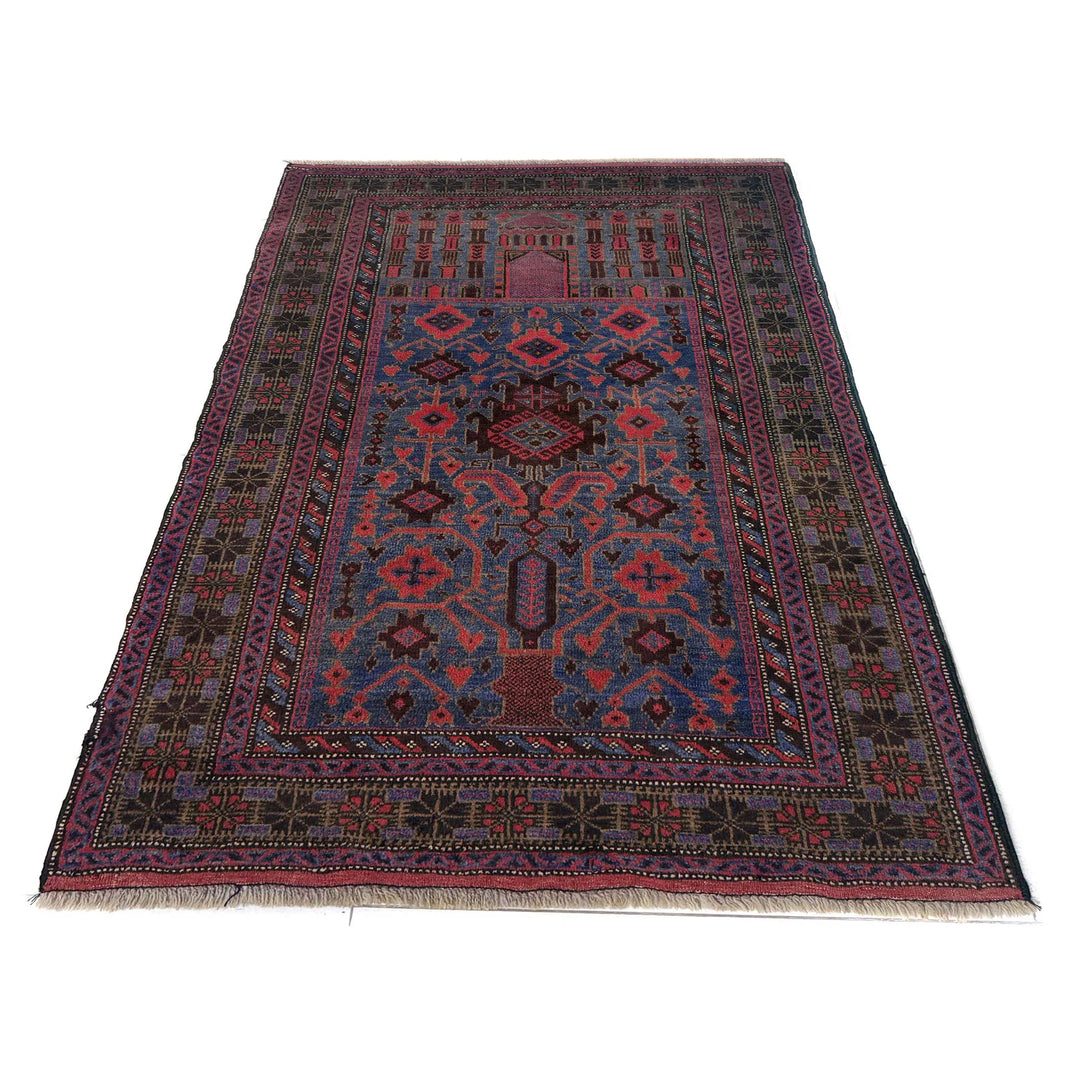 Multicolor Afghan Prayer Rug Rug 2' 11" x 4' 5" Hand-Knotted | No. AL31716