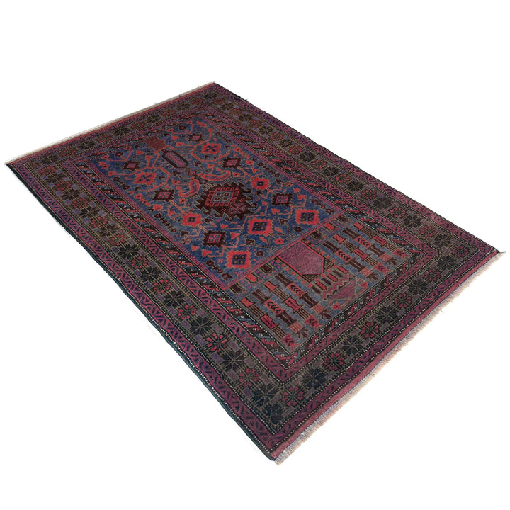 Multicolor Afghan Prayer Rug Rug 2' 11" x 4' 5" Hand-Knotted | No. AL31716