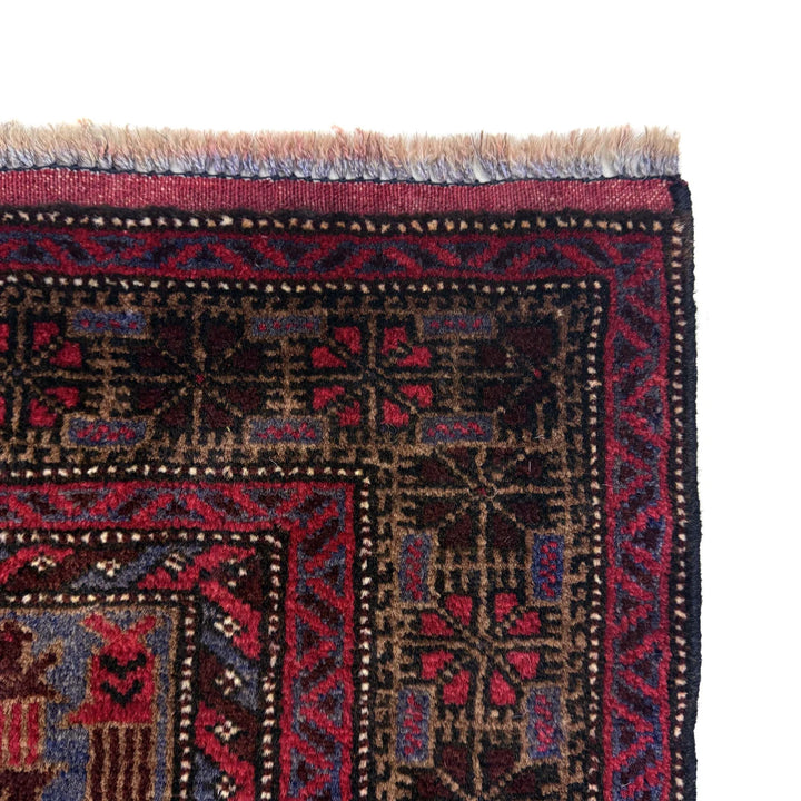 Multicolor Afghan Prayer Rug Rug 2' 11" x 4' 5" Hand-Knotted | No. AL31716