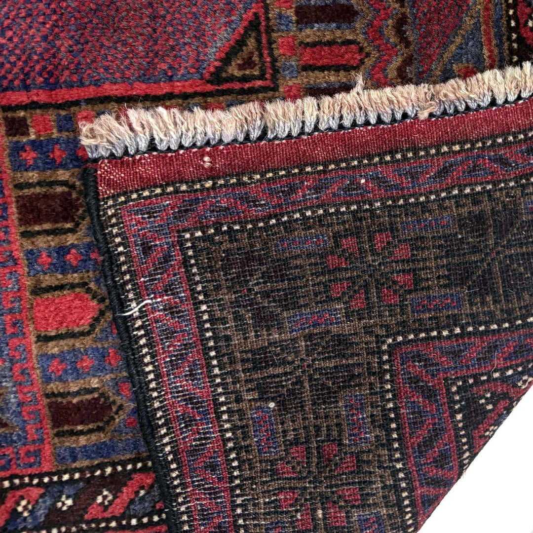 Multicolor Afghan Prayer Rug Rug 2' 11" x 4' 5" Hand-Knotted | No. AL31716