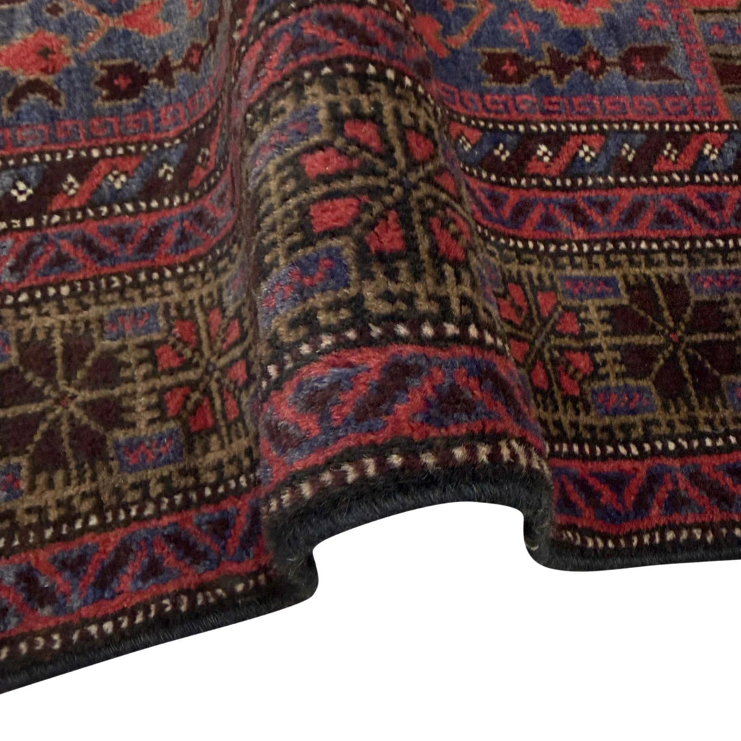 Multicolor Afghan Prayer Rug Rug 2' 11" x 4' 5" Hand-Knotted | No. AL31716