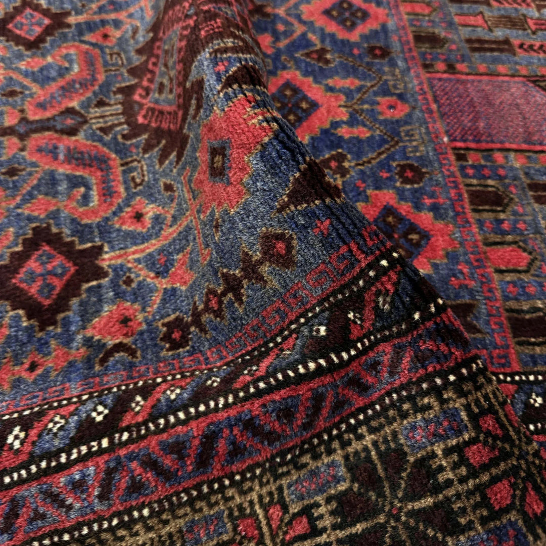Multicolor Afghan Prayer Rug Rug 2' 11" x 4' 5" Hand-Knotted | No. AL31716
