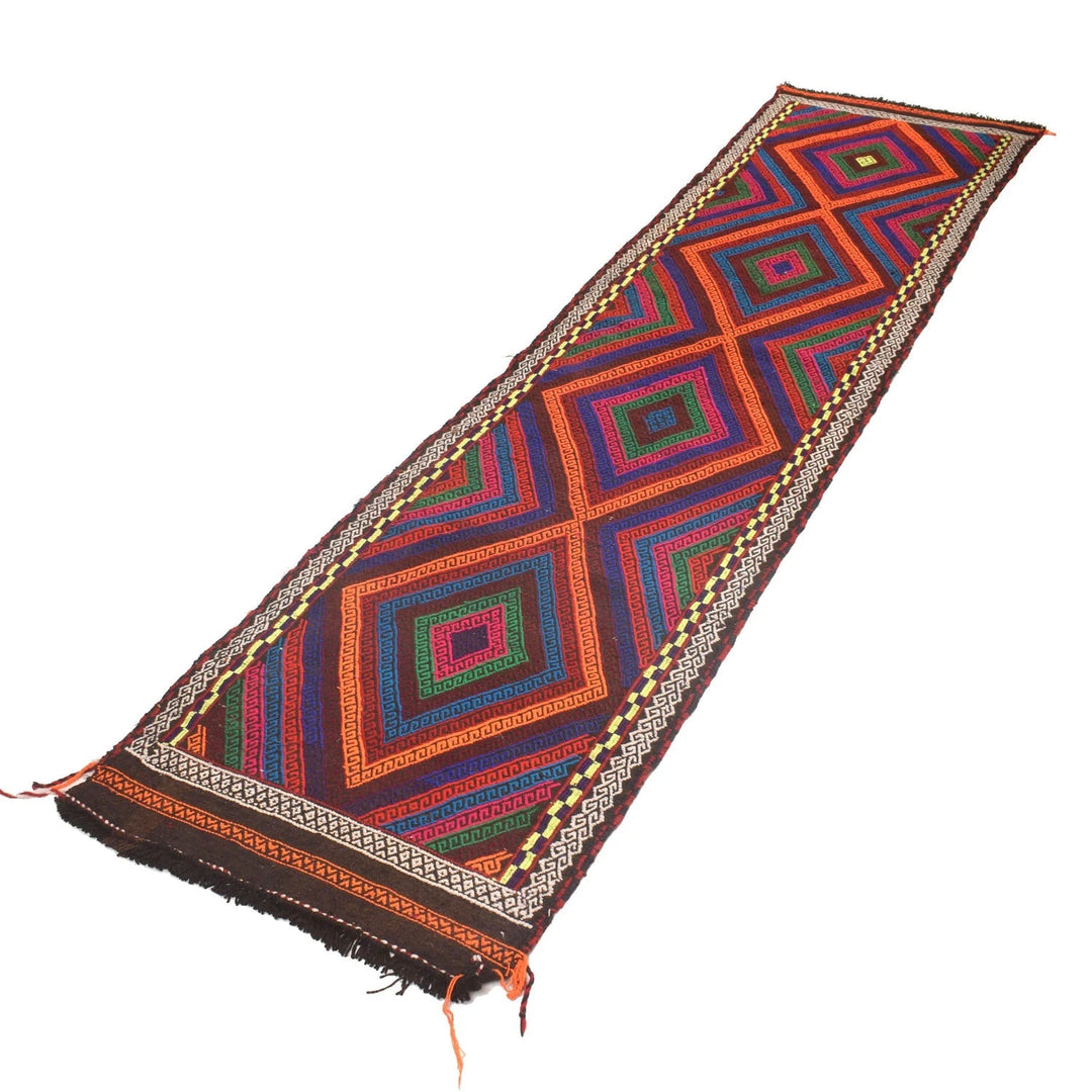 Afghan Suzani Kilim Rug 2' 4" x 9' 1" Flat-Weave | No. AL31732