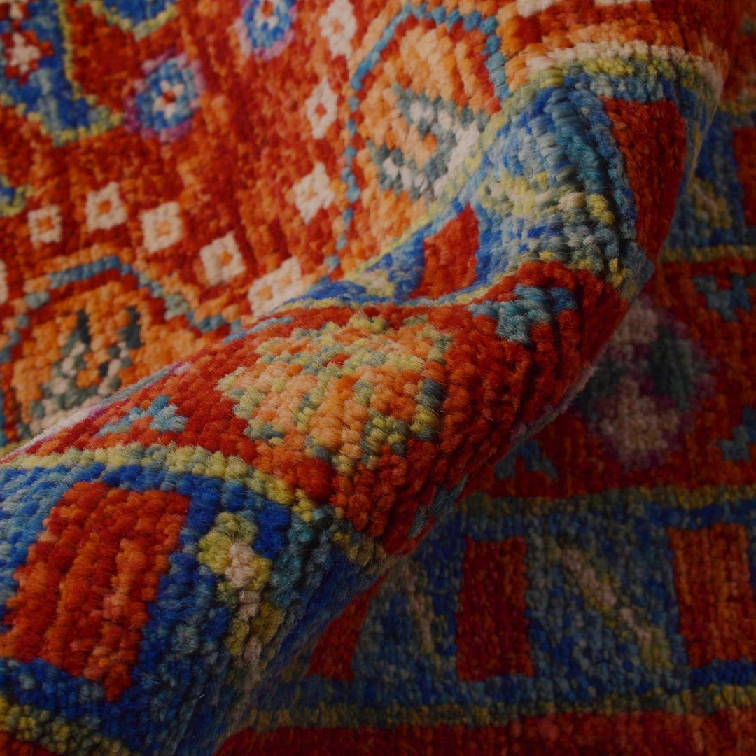 Red Afghan Oushak Rug 6' 7" x 9' 5" Hand-Knotted | No. AL31743