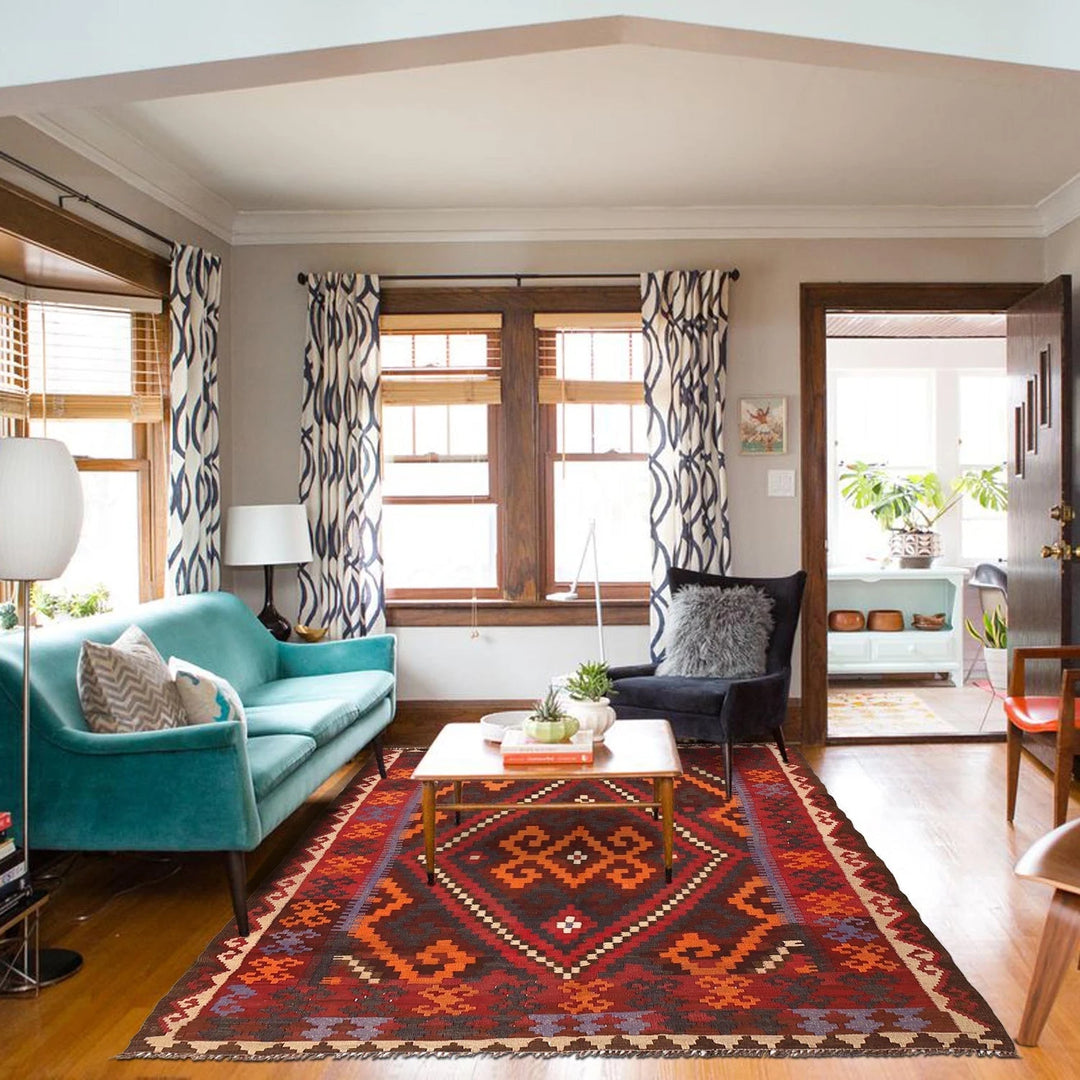 Afghan Kilim Rug 5' 9" x 7' 11" Flat-Weave | No. AL31761
