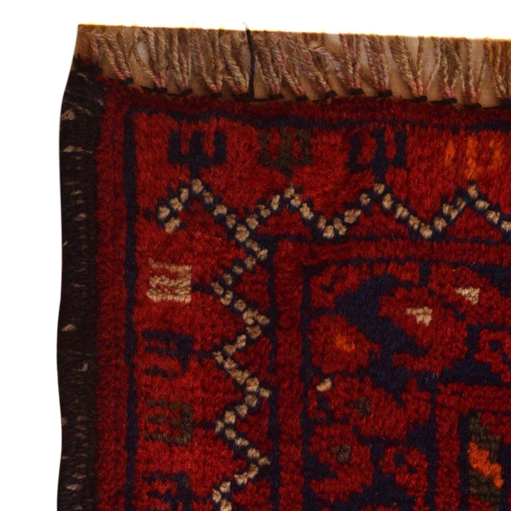 Red Afghan Bokhara Rug 6' 4" x 9' 6" Hand-Knotted | No. AL31763