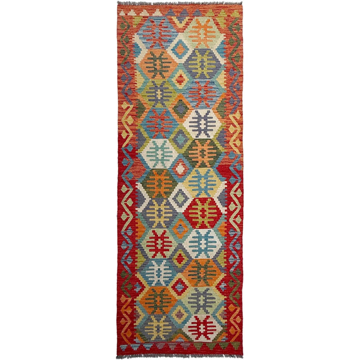 Afghan Vegetable Kilim Rug 2' 10" x 9' 4" Flat-Weave | No. AL318225