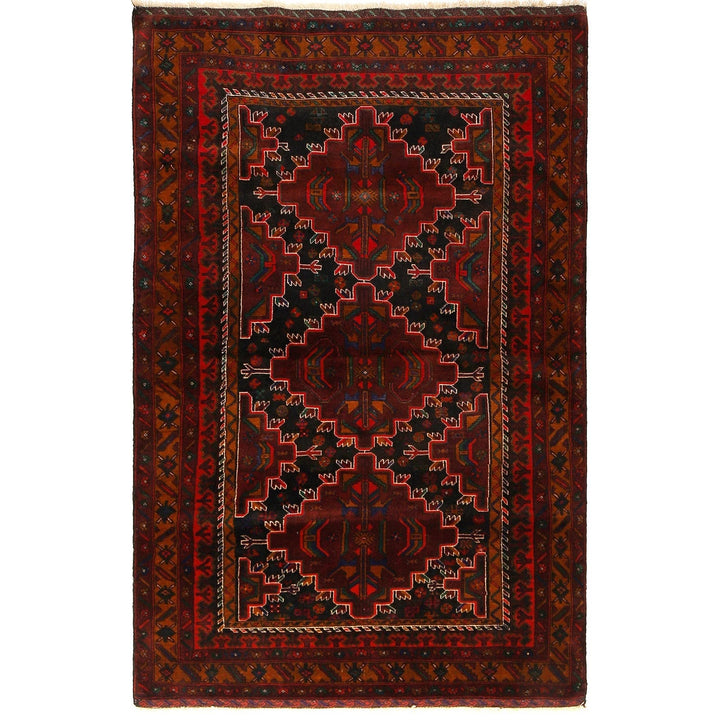 Afghan Baluchi Rug 4' 2" x 6' 7" Hand-Knotted | No. AL31823
