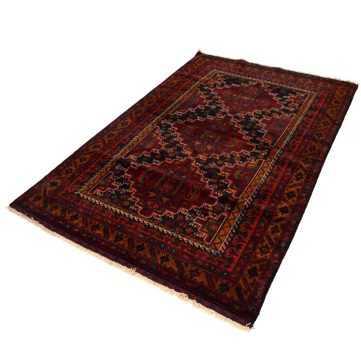 Afghan Baluchi Rug 4' 2" x 6' 7" Hand-Knotted | No. AL31823