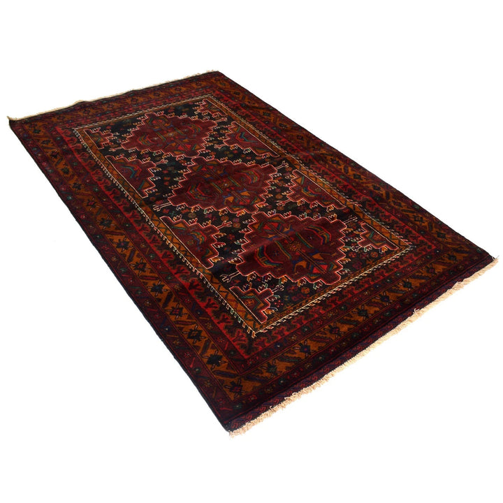 Afghan Baluchi Rug 4' 2" x 6' 7" Hand-Knotted | No. AL31823