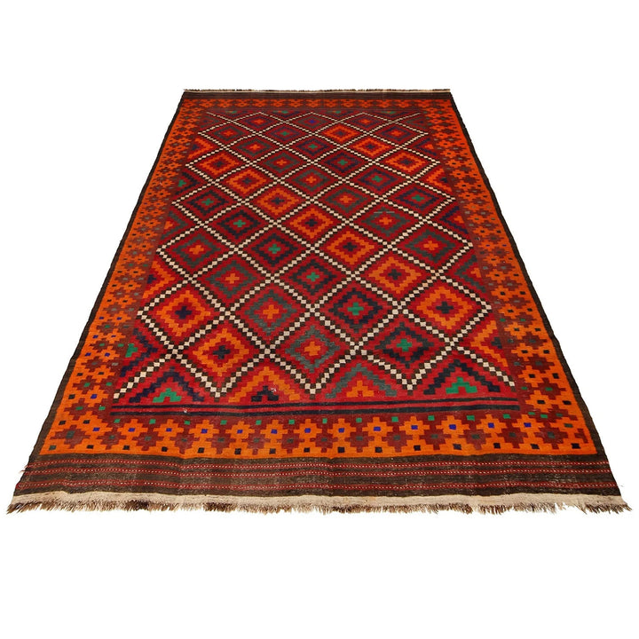 Red Afghan Maimana Kilim Rug 7'8" x 12'6" Flat-Weave | No. AL31920