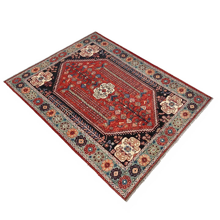 Red Afghan Shirazi Rug 6' 9" x 10' 0" Hand-Knotted | No. AL31933